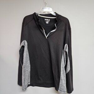 Reel Legends Men's large black long sleeve quarter zip athletic shirt